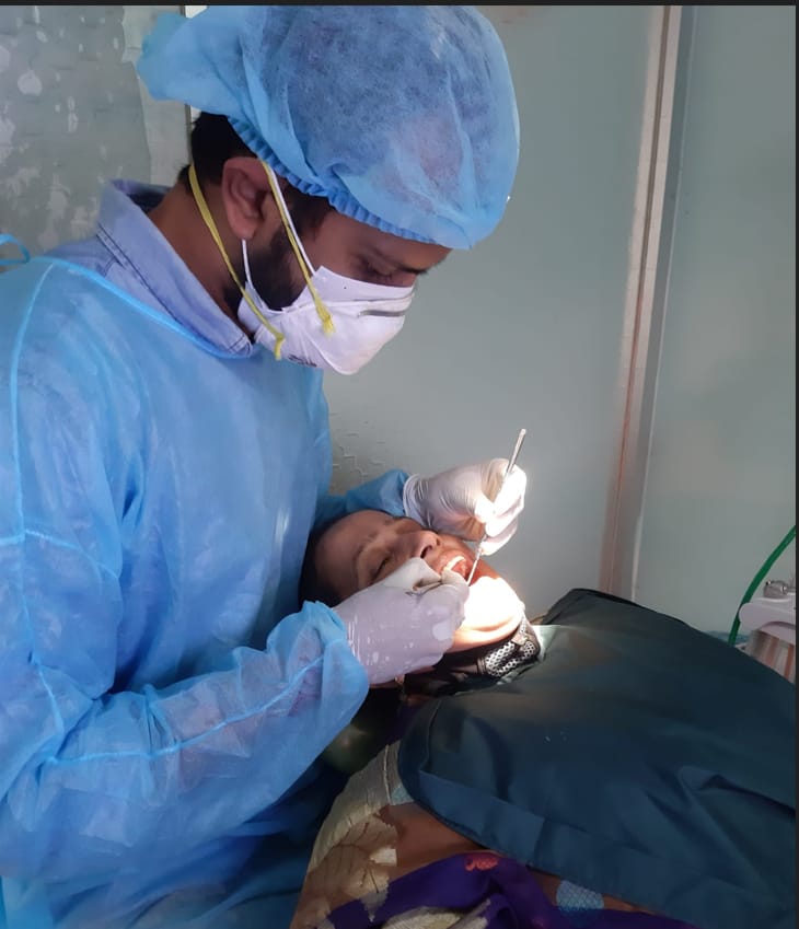 Emergency dental treatment in progress